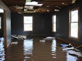 flooded wooden house after hurricane disaster