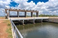 floodgate closeup with blue sky