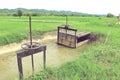 Floodgate of irrigation canal for rice field in Thailand.