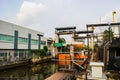 Floodgate and pumping station on the canal Klong in Bangkok