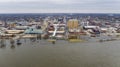 Flooding on the Mississippi Downtown Waterfront in Davenport Iowa