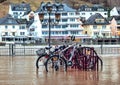 Flooding after heavy rainfall in Cochem on the Moselle. Cochem is the county seat and the largest town in the Rhineland-Palatinate