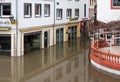 Flooding after heavy rainfall in the down town of Cochem on the Moselle. Cochem is the county seat and the largest town in the