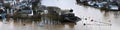 Flooding after heavy rainfall in Koblenz Deutsches Eck. Koblenz is a German city on the banks of the Rhine and of the Moselle a