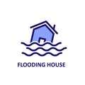 Flooding house icon illustration vector