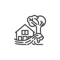 Flooding house line icon