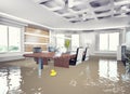 Flooding office interior.