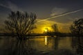 Flooding on the river Lippe in Olfen / MÃÂ¼nsterland / Germany Royalty Free Stock Photo