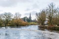 Flooding river Suir in Cahir city Royalty Free Stock Photo