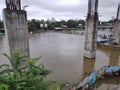 Flooding river almost swallos small bridge in pune