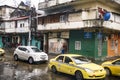 Daily flooded streets at tropical rain in Colon Panama