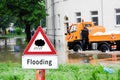 flooding warn sign Royalty Free Stock Photo