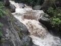 Flooding in waterfall in small river Royalty Free Stock Photo