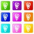 Floodlight icons set 9 color collection Royalty Free Stock Photo