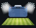 Floodlighting soccer field with scoreboard Royalty Free Stock Photo