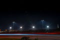 Floodlights at a soccer field at night.. Royalty Free Stock Photo