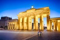 Floodlit Brandenburg Gate in Berlin - Symbol of Germany Royalty Free Stock Photo