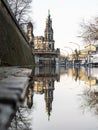 Floods of the Elbe River in the Old Town of Dresden