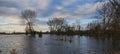 Floods on river Tewkesbury Royalty Free Stock Photo