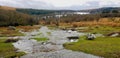 Floodwater on dartmoor running in to burrator reservoir Royalty Free Stock Photo