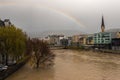 Floodwater in Villach, Austria in Autumn 2018 Royalty Free Stock Photo