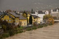 Floodwater in Villach, Austria in Autumn 2018 Royalty Free Stock Photo