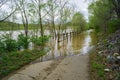 Floodwaters Covering Roanoke River Greenway Royalty Free Stock Photo
