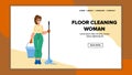 floor cleaning woman vector