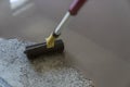 Floor covering with self leveling cement mortar. Mirror smooth s Royalty Free Stock Photo