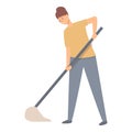 Floor girl cleaner icon cartoon vector. Teenager first job