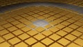 Floor of Golden Cubes with a Big Circle Wave and a Small One