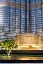 Floor Ground of Burj Khalifa with Lighting and Tree in the Evening, Dubai Royalty Free Stock Photo