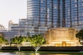 Floor Ground of Burj Khalifa with Lighting and Tree in the Evening, Dubai Royalty Free Stock Photo