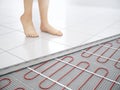 Floor heating concept. Underfloor electric heating. Warm floor system