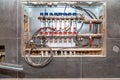 floor heating distribution box on the construction of the house Royalty Free Stock Photo