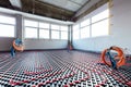 Floor heating and electrical outputs in a new building. Interior design Royalty Free Stock Photo