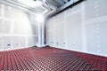 Floor heating in a new building. Interior design and finishing industry