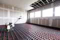 Floor heating in a new building. Interior design and finishing industry