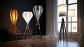 floor lamp design ideas, in the style of luminous 3d objects, dark white and dark maroon, high-key lighting, contemporary gothic,