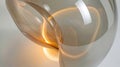 A floor lamp designed to mimic an inflatable beach ball with a glowing inner core visible through its transparent