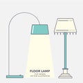 Floor lamp. Flat design. Vector illustration Royalty Free Stock Photo