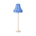 Floor lamp. Standing luminaire, electric light with bell-shaped shade. Retro-styled lampshade with polka dot pattern and