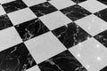 Floor made of black and white marble tiles