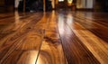 floor made of polished hardwood flooring in warm chestnut tones Royalty Free Stock Photo