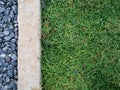 The floor is made of Stone and Grass platform, Barrier with Concrete bar, Texture space for text and decorative design. Royalty Free Stock Photo