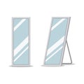 Floor mirror stand isolated vector cartoon design. Room floor big mirror stand illustration bedroom interior set fashion