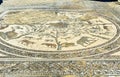 Floor mosaic in Orpfeus house in Roman ruins, ancient Roman city of Volubilis. Morocco Royalty Free Stock Photo