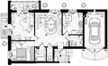 Floor plan of apartments in top view. Layout of the cottage. A project with the arrangement of furniture. Vector