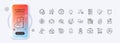 Floor plan, Fingerprint and Selenium mineral line icons for web app. Pictogram icon Vector