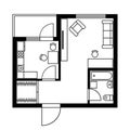 Floor Plan of a House with Furniture. Vector